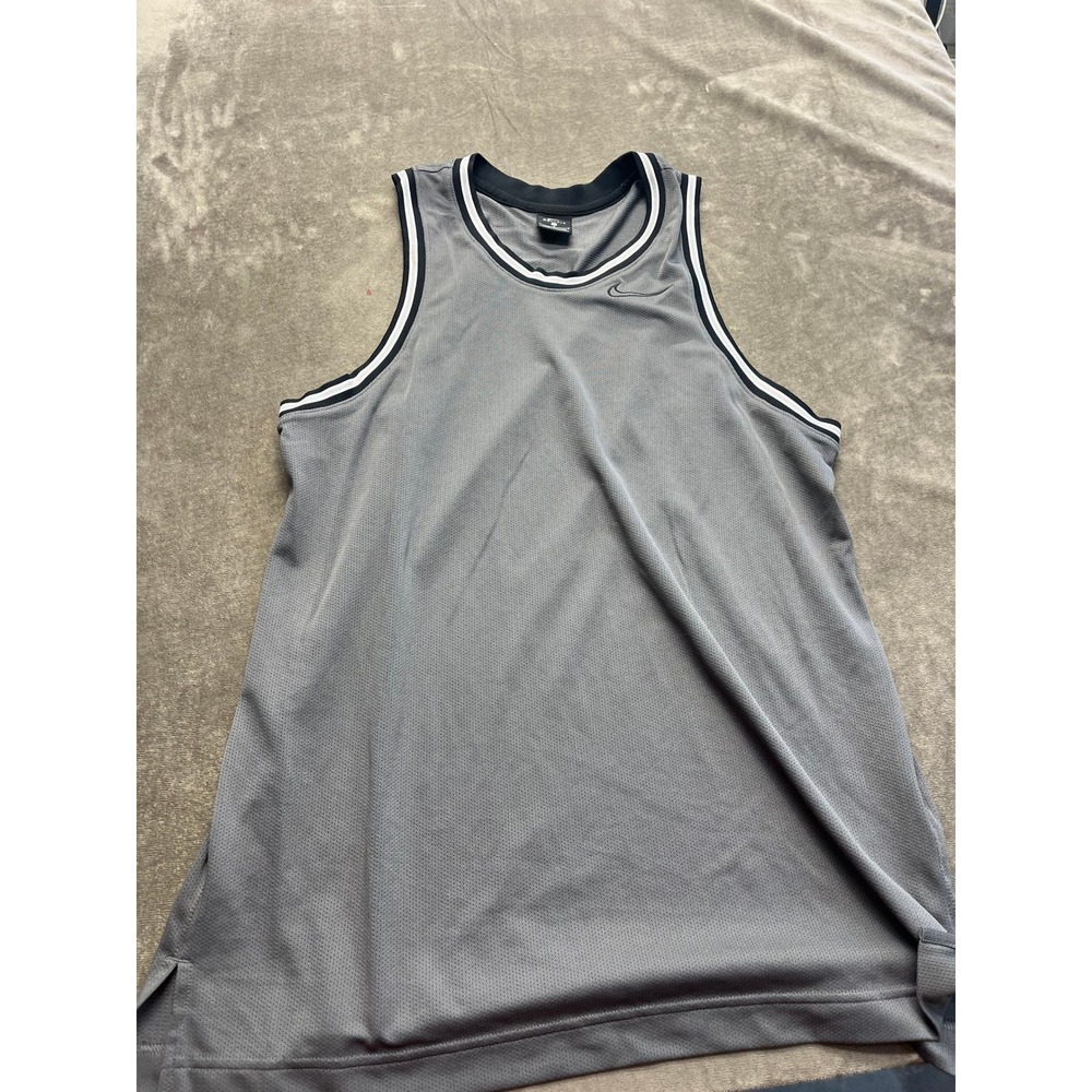 Nike Dri-FIT Basketball Jersey Mens Large Grey Mesh Athletic Tank Top 5460